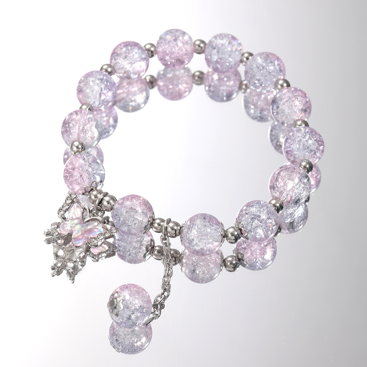 Bracelet papillon en perles brisées en émail coloré explosif de Han Zhishang, style féerique de niche, bracelet délicat de luxe haut de gamme pour petite amie_voghion.com