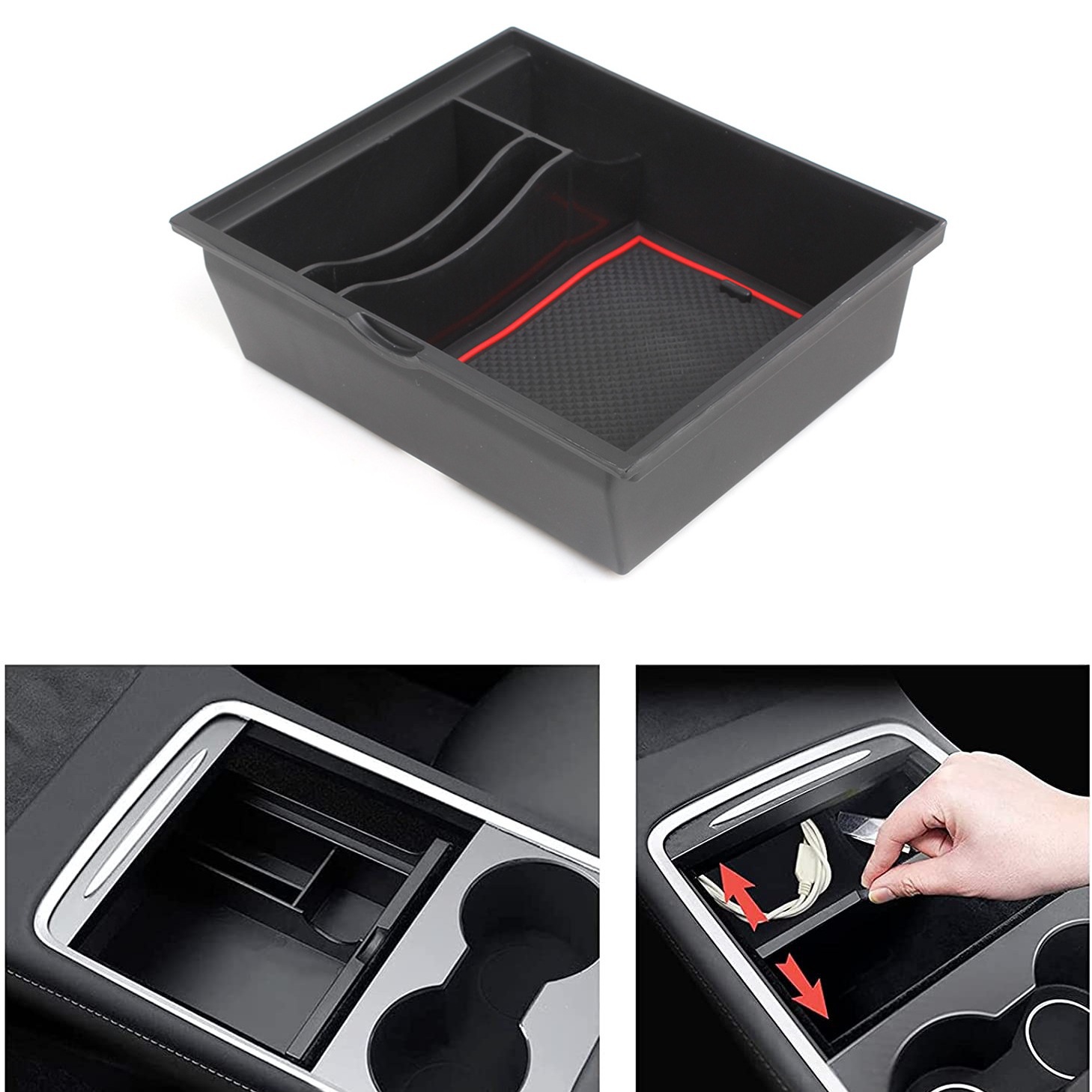 Suitable For Tesla Model3 YCentral Control Box Tesla Armrest Miscellaneous Storage Box Car Modification Accessories