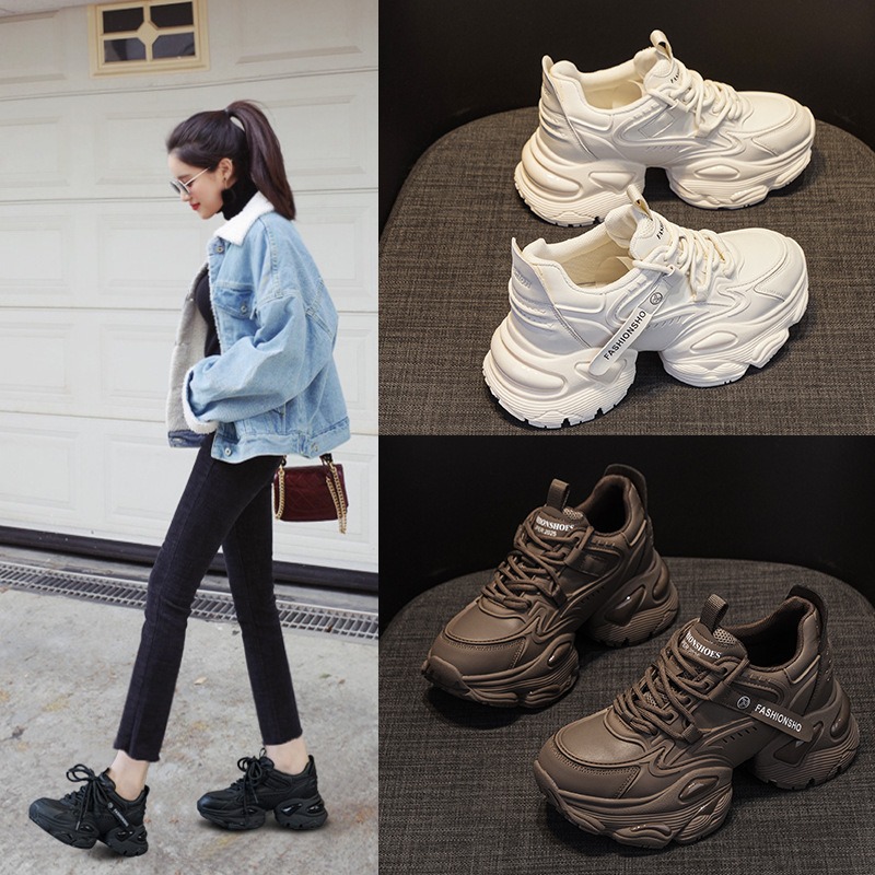 Giày sneaker nữ đế khí đệm dày tăng chiều cao phong cách thể thao — M2531-1 đen cộng với nhung, M2531 li đơn màu nâu, M2531-1 màu nâu cộng với nhung, M2531 lớp lót đơn màu đen chi tiết 1
