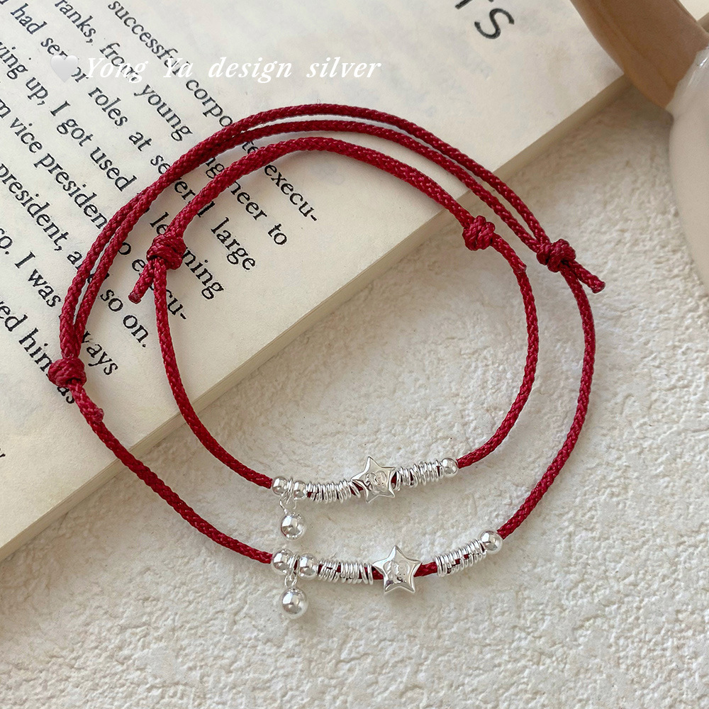 Pure Silver S999 Elegant Chinese-Style Lucky Red Rope Anklet for Women, Woven New Chinese-Style High-End Niche Design Bracelet Wholesale