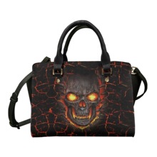 骷髅头数码印花手提包女士站独立站热卖跨境PU单肩斜跨蝴蝶包