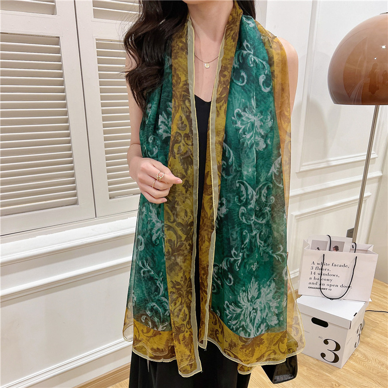 2023 Wiosna/Lato Nowy Duży Rozmiar Yunjin Yarn Szalik dla Kobiet Mody Uniwersalny Urok Szal Szalik Plażowy z Filtrem Przeciwsłonecznym_voghion.com