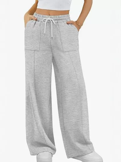Amazon Cross-Border Wide-Leg Drawstring Women's Loose 2026 Teenage Jogger Sweatpants with Pockets Casual Sports Pants