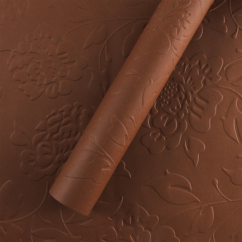 Impresión de embalaje en relieve floral material de embalaje kraft relieve al por mayor sensación alta floral embalaje al por mayor