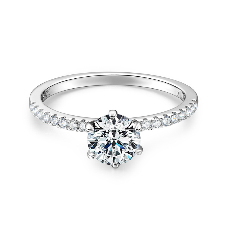 Stunning Moissanite Rings for Classic Silver Jewelry with Six-Claw Moissanite Proposal Ring Valentine's Day Gift: Gorgeous Ring in Sterling Silver
