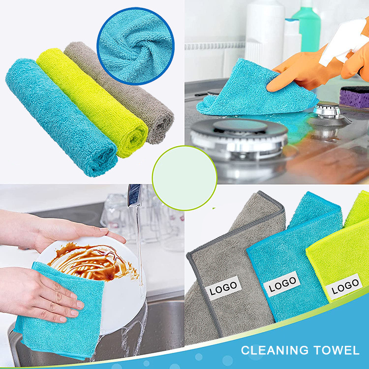 Mayorista tela de limpieza de urdimbre absorción de agua pulido tela de lavado de automóviles microfibra limpia toallas de cocina tamaño fijo color
