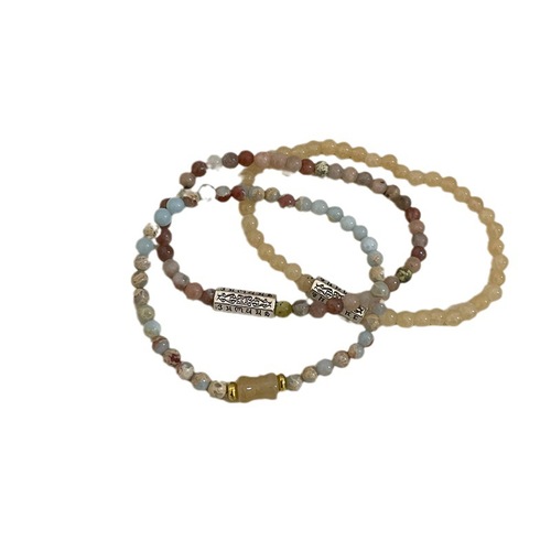 New Chinese style colorful beaded bracelets, feminine and sweet, retro Shoushan stone bracelets, hand-woven hand ornaments, stacked and trendy