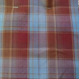 涤纶色织制服面料校服裙韩日风格Jk格子布橘红红蓝色半身裙面料