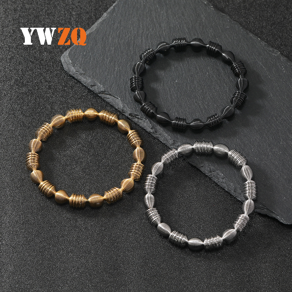 Joyería de acero inoxidable transfronteriza tamaño ajustable pulsera elástica de alambre de acero creativo personalidad pulsera de acero de titanio de alta calidad