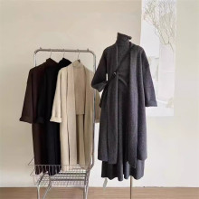 气质慵懒温柔风长版毛衣外套半身裙女套装秋冬宽松针织开衫三件套