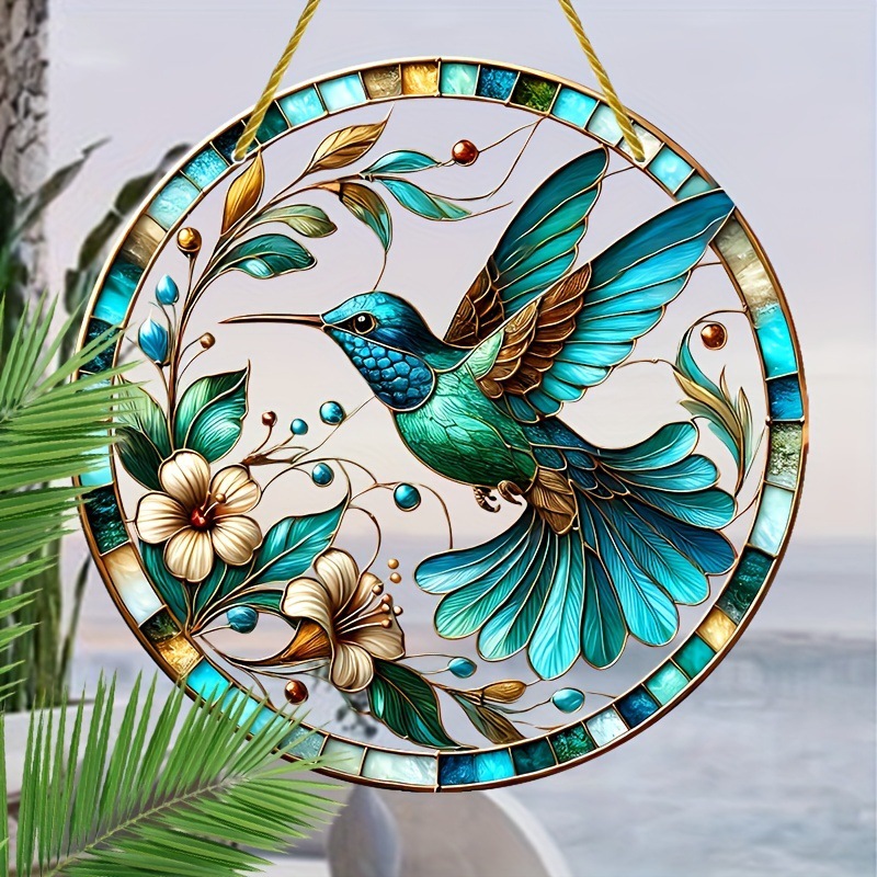 Transfronterizos temu pintado pico pájaro estilo bohemio colección interior y exterior decoración colorida colgante acrílico redondo