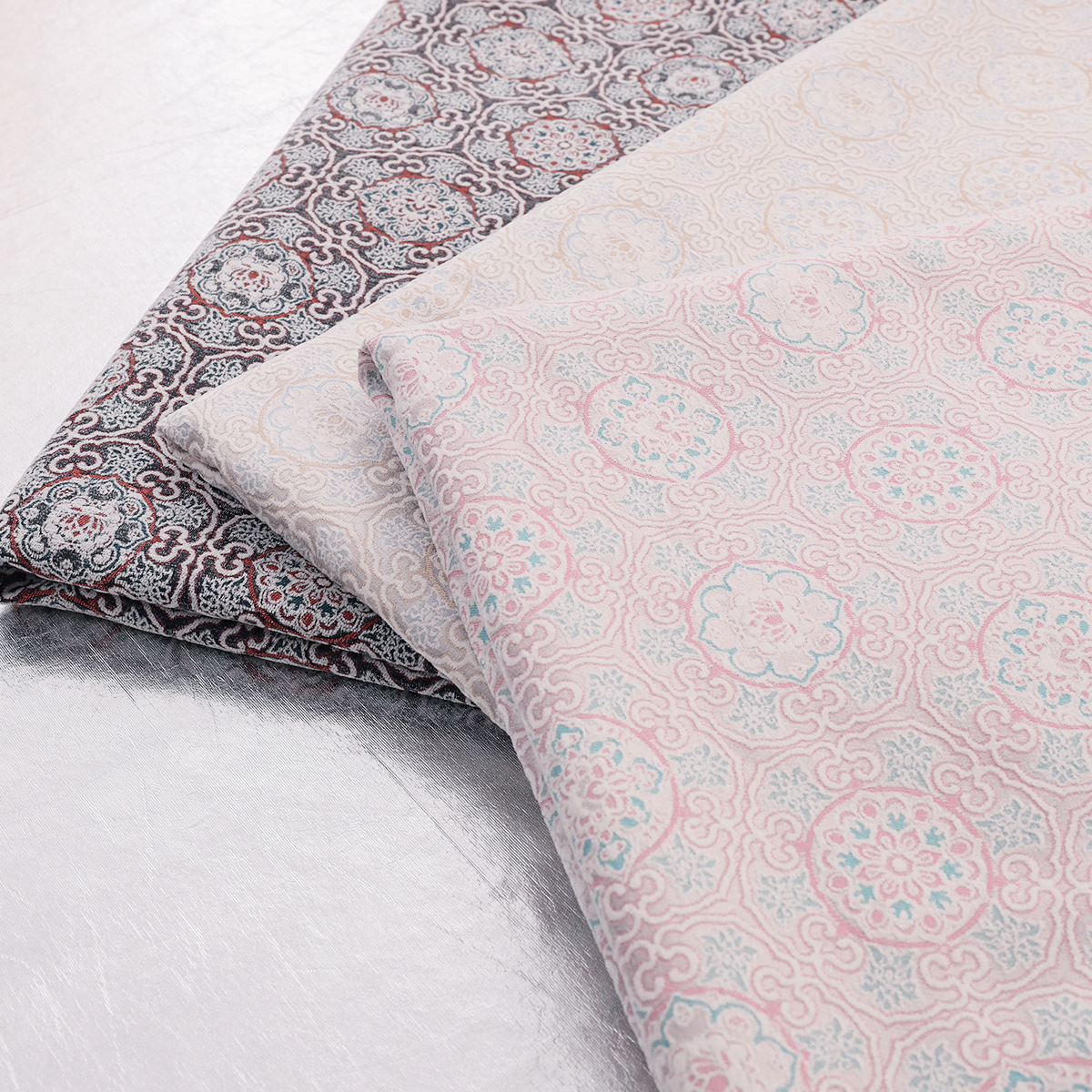 《SR025雪花宝相》丝绒雪尼尔服装面料新中式旗袍连衣裙服装布料