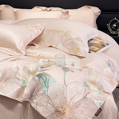 2025春夏A類100本の綿綿綿の4セットの綿の軽い豪華な風のシーツは重工業の刺繍の金をカバーします。