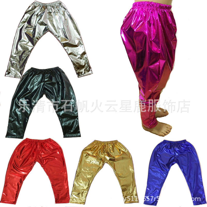 Moda hip hop pasarela Navidad Año Nuevo día 61 baile gilding harem pantalones rendimiento traje etapa desgaste pantalones largos