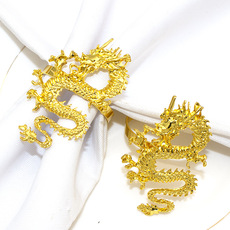 热销酒店金色中国龙餐巾环新中式餐巾扣创意合金餐巾圈厂家批发