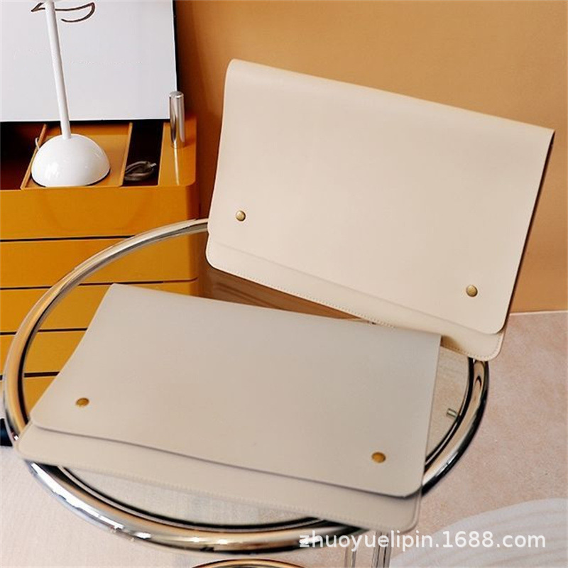 Design flip PU leather laptop bag Korean style trendy snap button student thin computer storage bag Design flip PU leather laptop bag Korean style trendy snap button student thin computer storage bag