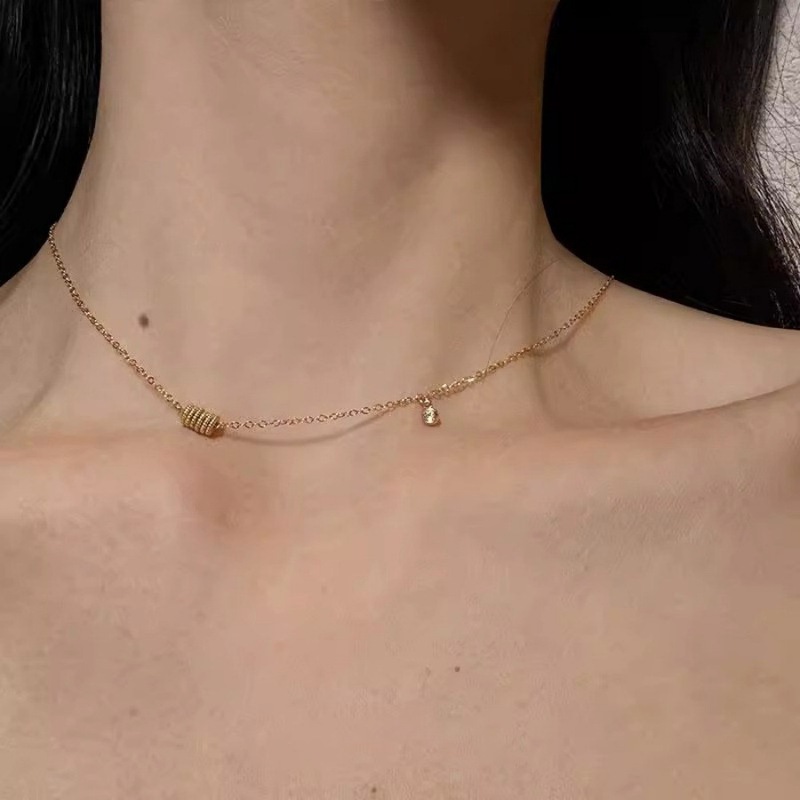S925银轮回锆石项链女小众设计灵动百搭锁骨链轻奢高级感精致颈链|undefined