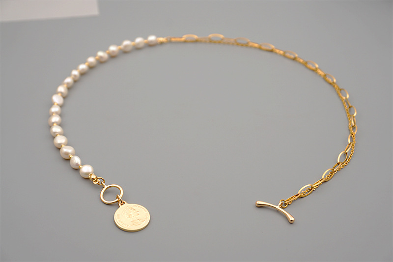 Retro Round Pearl Titanium Steel Beaded Chain Pendant Necklace 1 Piece display picture 5