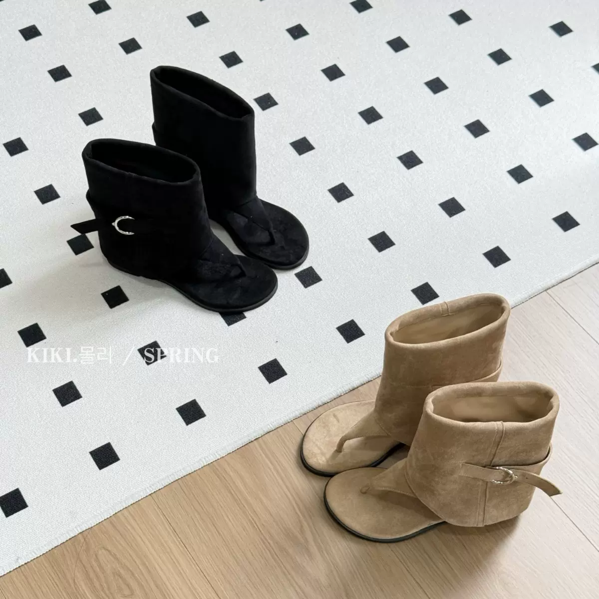 mollykiki内增高5cm法式夹趾凉鞋女2026夏季新款套筒休闲时尚凉靴