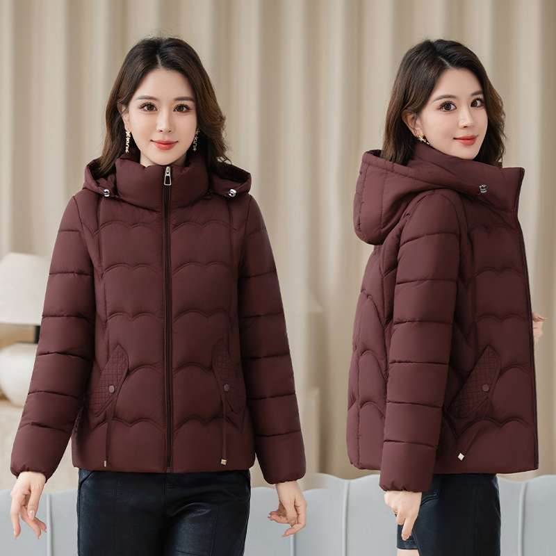 2025 invierno nueva chaqueta de algodón de cuello vertical chaqueta de algodón universal chaqueta de moda extranjera delgada joven madre abrigo de mujer image 1