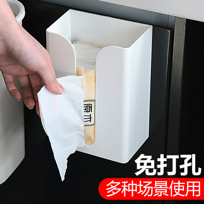 Caja de pañuelos montada en la pared engrosada creativa caja de pañuelos de papel higiénico de cocina doméstica caja de almacenamiento de papel higiénico sin perforar