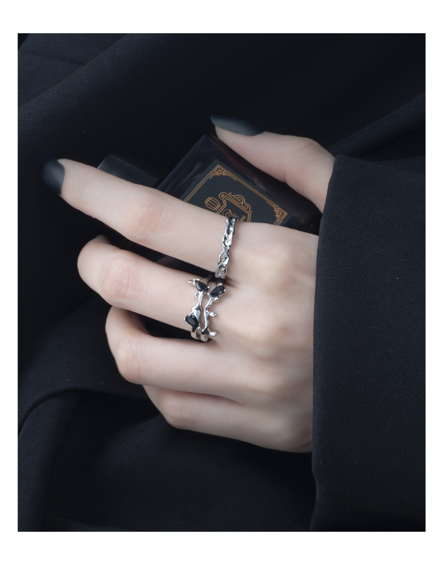 INS Style Water Droplets Copper Plating Inlay Zircon Rings 1 Piece