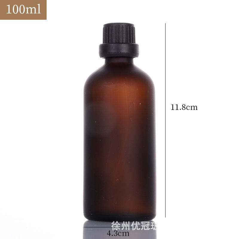 Botella de esencia cosmética portátil a prueba de luz marrón Botella de aceite esencial de vidrio esmerilado sellado cuentagotas