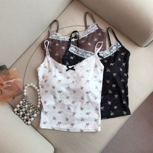 Lace top with cups, base T-shirt sleevless, flowered, beautiful back