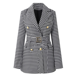 2025 Spring and Autumn New Fashion Autumn Plaid Korean Style Belt Long Sleeve Slim-fit Elegant Commuter Suit dress Women