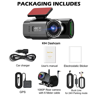 Cross-border 4K driving recorder ultra-high: Driving recorder - 4k-dual-recording-gpsstep-line