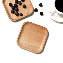 日式创意木碟榉木方形碟美食拍照托盘整木餐盘小号茶托茶碟干果碟