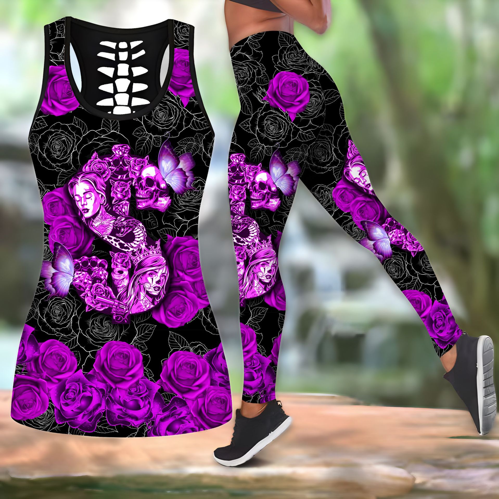 350g Weight Sleeveless Sleeve Length Spandex, Polyester Fabric Type Pant Co-ord Set Sets Type 2 Pieces Set Quantity Street, Sports Occasion U Neck Neckline Skinny Fit Type Halloween Festival Rose, Skull Pattern Summer, Spring Season Women's Gender Printing Design Hip-Hop, Streetwear Style Street Sports Women's Hip-Hop Streetwear Rose Skull Spandex Polyester Printing Pant Co-ord Set Pants Sets 4