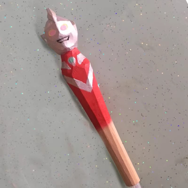 Jirafa elefante lindo animal de dibujos animados pluma tallada a mano creativa pluma de madera talla de madera pluma de gel DIY