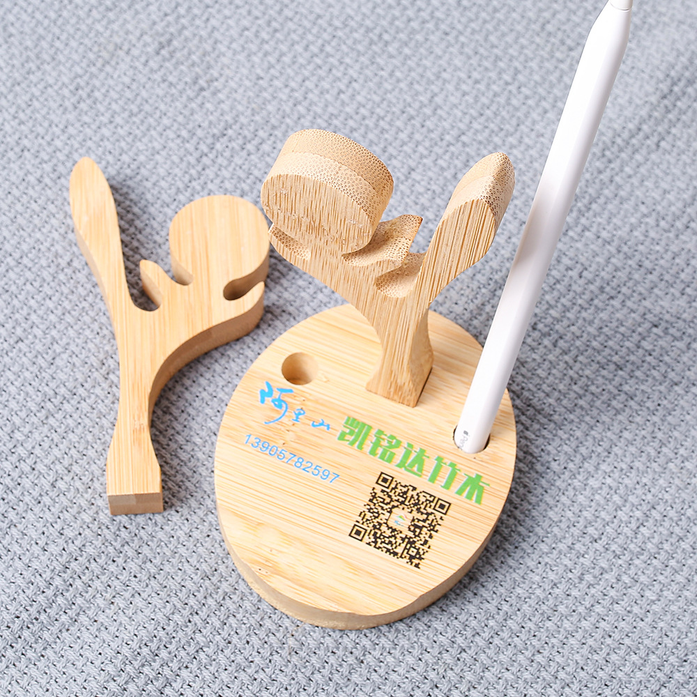 Nuevo soporte de teléfono móvil de bambú multi-funcional creativo escritorio teléfono móvil base perezoso Elk Horn modelado publicidad regalo