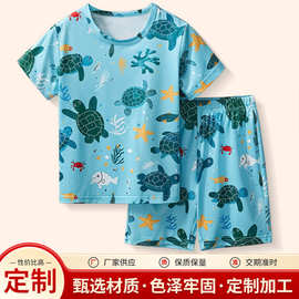 儿童短袖短裤时尚休闲印花清新潮流童装海洋系列两件套速干