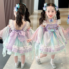女童夏装新款美人鱼在逃公主裙儿童洛丽塔生日演出礼服蓬蓬连衣裙