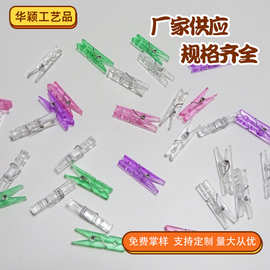 厂家批发2.5x0.3cm透明塑料夹 彩色迷你装饰照片夹子 透明小夹子