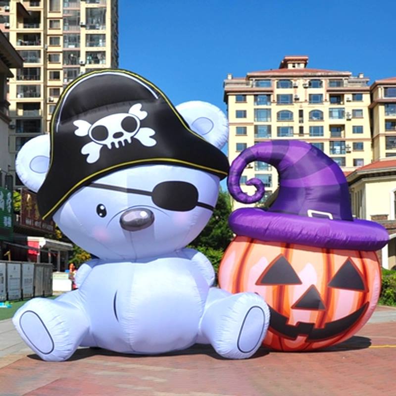 Decoración infláble de Halloween modelo de aire Chen luminoso calabaza gato de arco fantasma payaso pirata mano fantasma