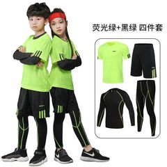 子供用サッカー服レオタード速乾服底打ちトレーニング服長袖バドミントンバスケットボールトレーニングパンツセット
