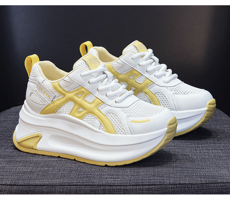 Giày sneaker nữ đế dày tăng chiều cao phong cách thể thao — M2852 be, M2852 xanh, M2852 vàng chi tiết 27