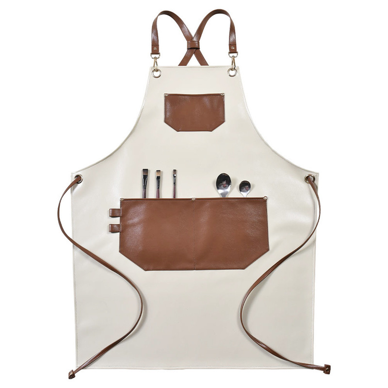 Kitchen Leather Apron Waterproof and Oil-Proof Female Barista Hairdressing Barber Pet Flower Shop Korean Version Custom Printed Logo