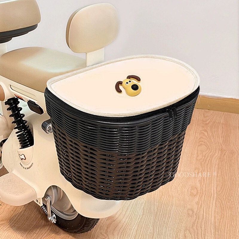 電気自動車リアバスケットカバー付きかわいい漫画バッテリーオートバイリアテール防水ヘルメット充電器収納バスケット|undefined