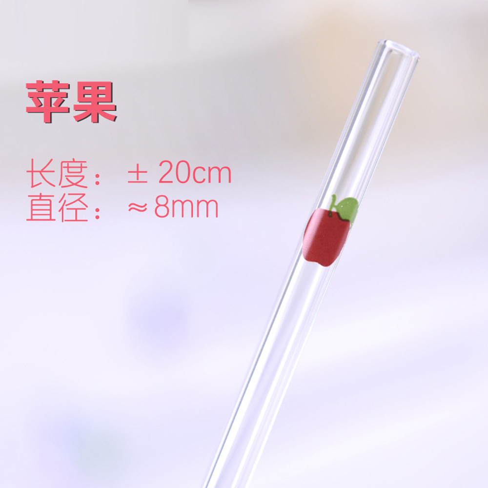 Fábrica directa resistente al calor de vidrio transparente al horno flor coloreada cuidado de los labios beber paja de vidrio para mujeres embarazadas y niños