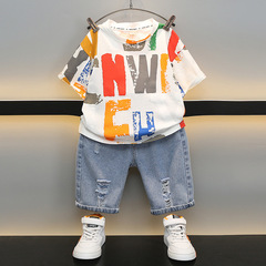 童裝男童夏裝套裝2024新款痞帥氣寶寶薄款衣服兒童夏季時髦炸街潮
