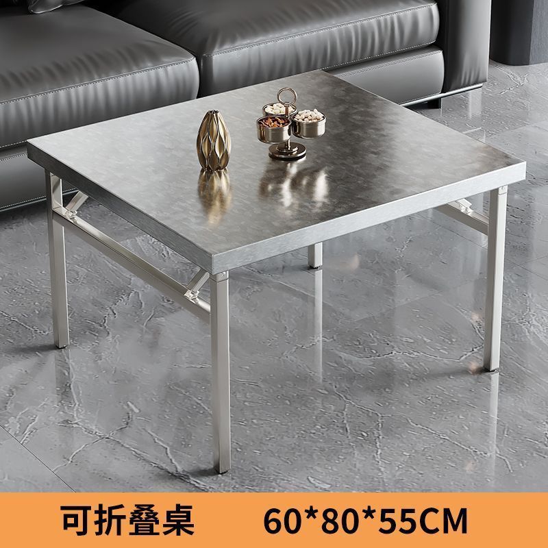摆摊折叠桌便携式不锈钢吃饭桌子出租房餐桌家用小户型简易四方桌|undefined