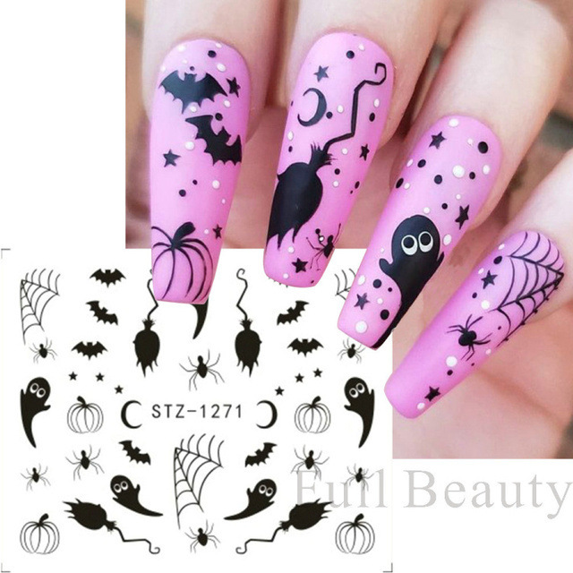 Cross-border new nail art watermark stickers ins cartoon Halloween Spider watermark nail art stickers wholesale nail Cross-border new nail art watermark stickers ins cartoon Halloween Spider watermark nail art stickers wholesale nail