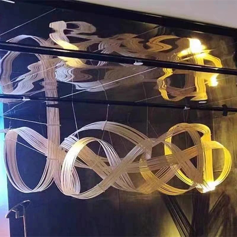手工竹排竹编竹片篾条竹艺造型造景悬吊式天花板装置婚庆展厅装饰|undefined