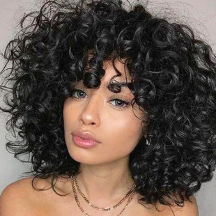 AliExpress new European and American small roll wig full head African fluffy explosive head long curly hair manufacturers in stock