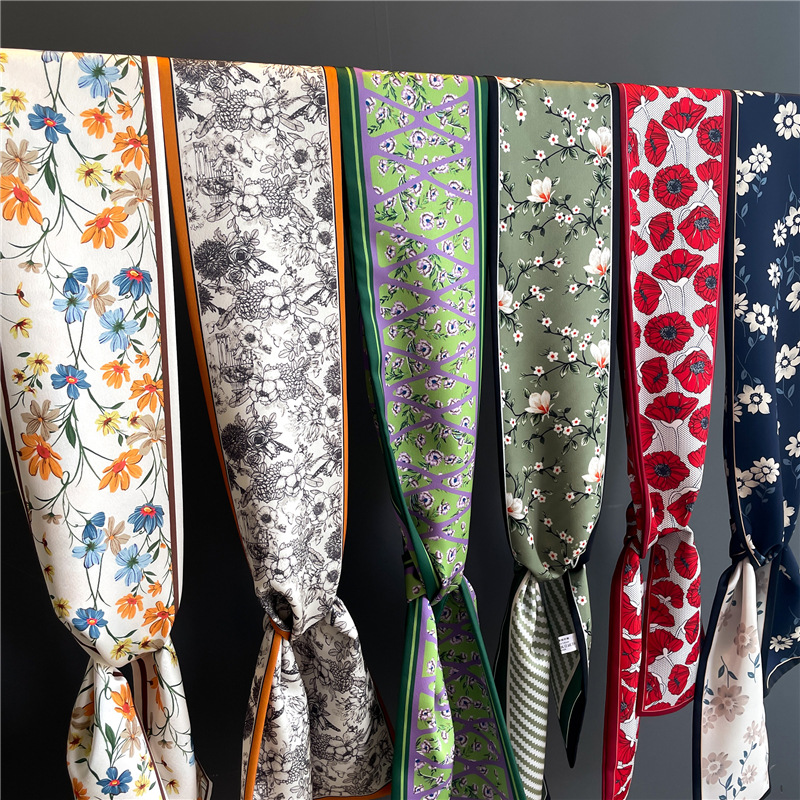 Sciarpa alla moda, cintura, sciarpa, nastro, decorazione per borsa legata, piccola fascia per capelli lunga, sciarpa di seta, donna bifacciale_voghion.com