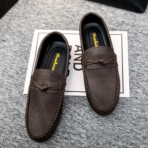 Spring Men's Shoes Beanie Shoes Men's  Korean Style Men's Casual Leather Shoes Soft Sole Social Guys Youth Shoes